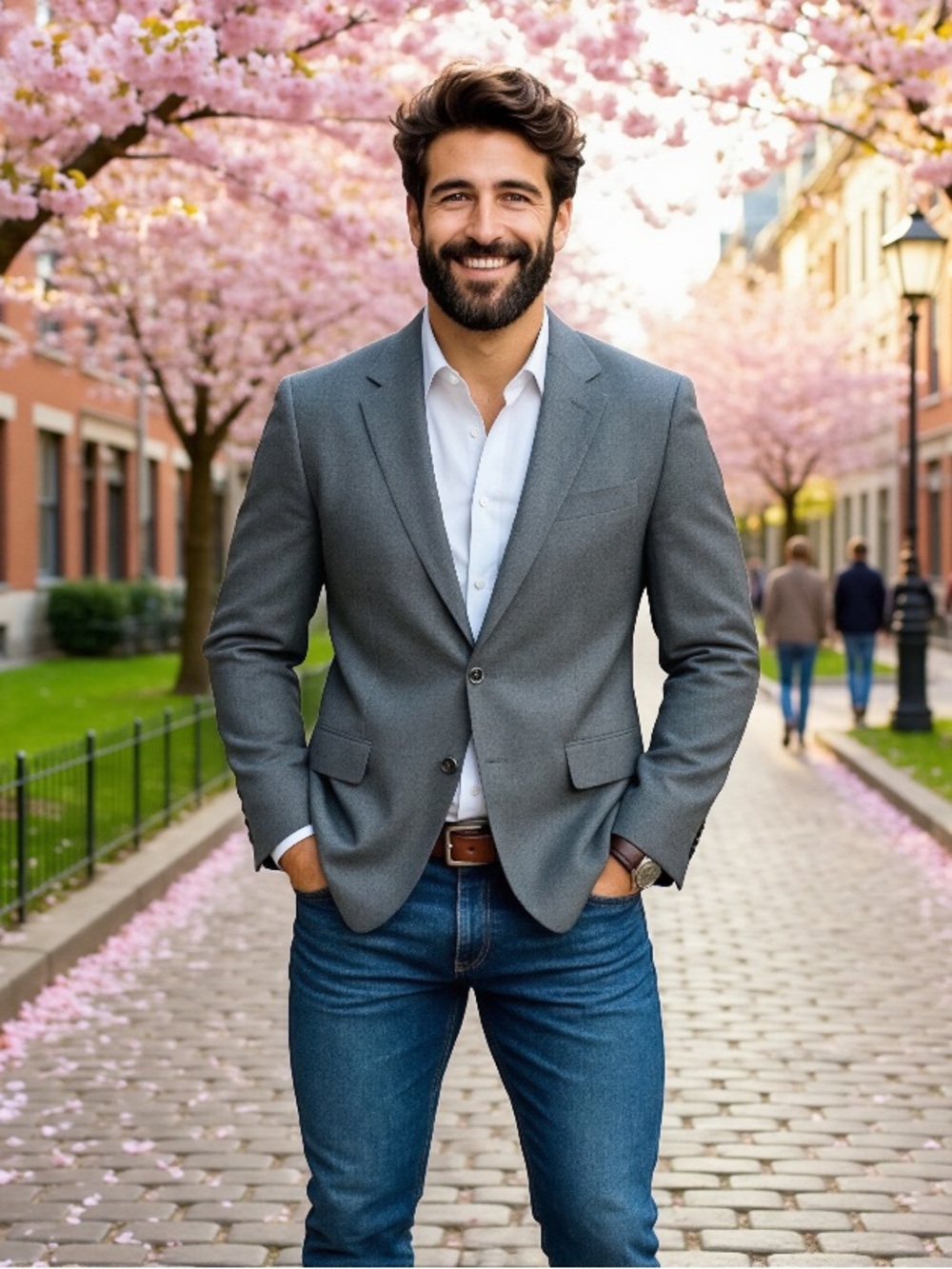Men's Gray Notch-Lapel Sport Blazer - Modern Fit